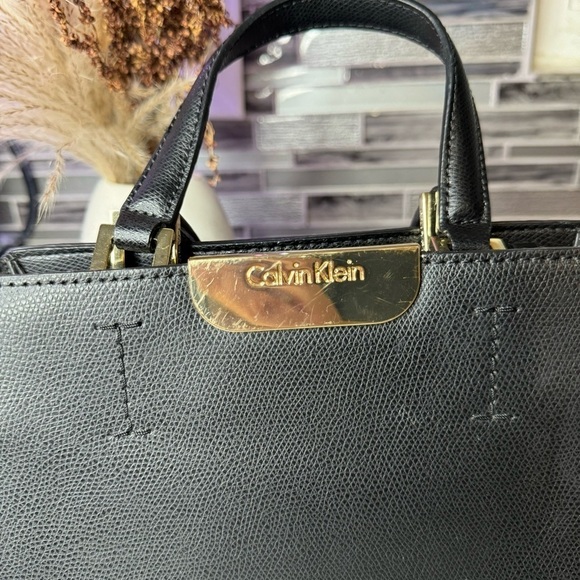 Calvin Klein | Lola Bag Small Black Leather Convertible Satchel Crossbody Purse - Picture 3 of 14